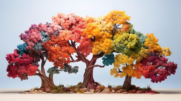 Foto Árbol de las cuatro estaciones color brillante generativo ai