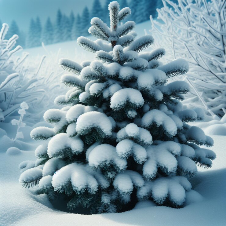 un árbol cubierto de nieve está cuberto de nieve y tiene nieve en él
