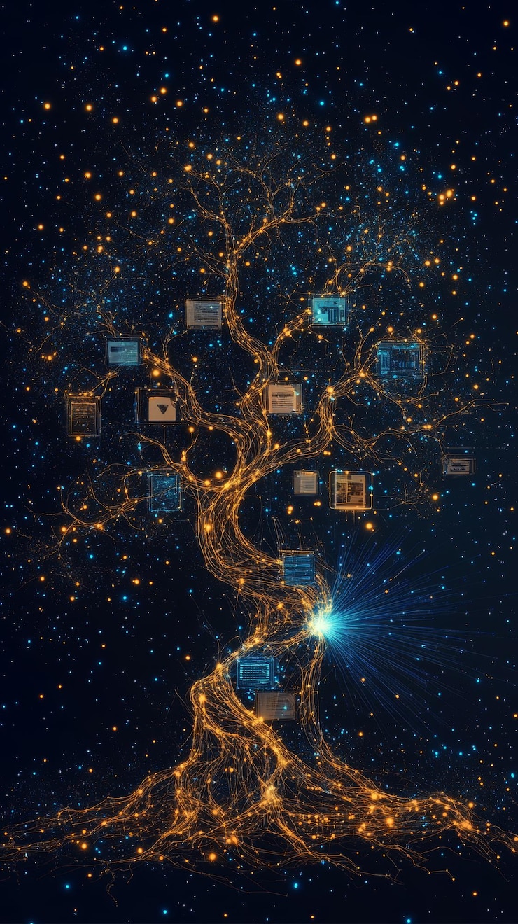 Foto el árbol de datos de la vida, el legado digital y la planificación del patrimonio