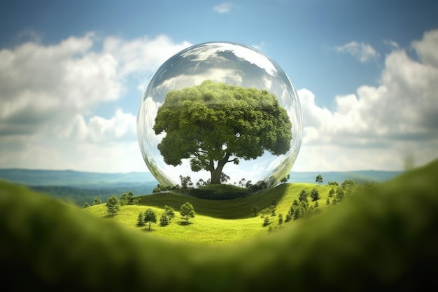 un árbol dentro de una esfera