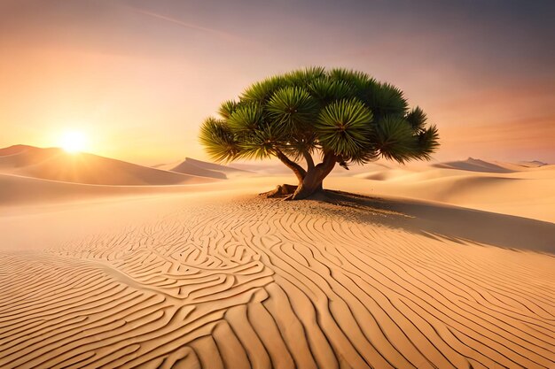 Un árbol en el desierto con la palabra "no" en la parte superior.