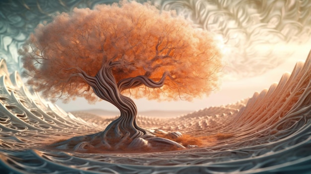 Un árbol en el desierto con el título 'árbol de la vida'