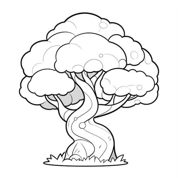 Foto un árbol de dibujos animados con un tronco grande y un tronco pequeño generativo ai