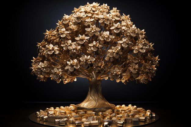 Foto Árbol de dinero árbol de dinero hecho de monedas de oro