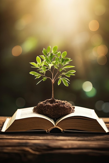 árbol de la educación árbol verde que crece a partir del libro