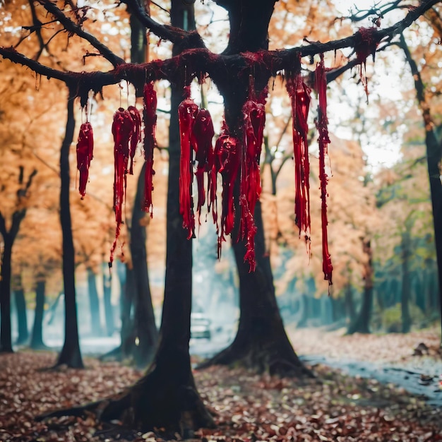 Árbol embrujado en la víspera de Halloween