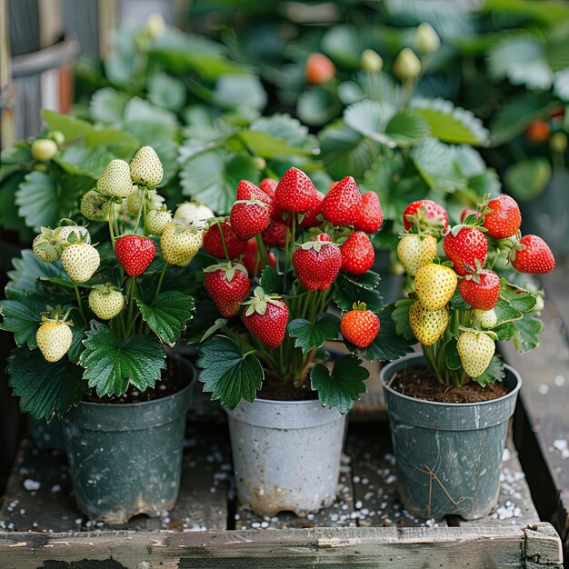 El árbol está lleno de fresas.