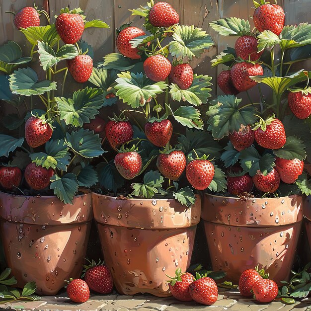 El árbol está lleno de fresas.