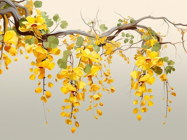 Foto Árbol en flor con flores amarillas colgando de las ramas