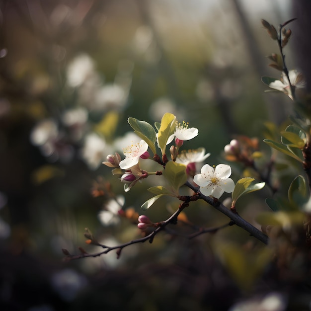 Un árbol con flores y hojas verdes con la palabra "primavera".