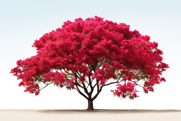 Foto Árbol de flores rojas aislado, incluida la ruta de recorte de fotos de stock