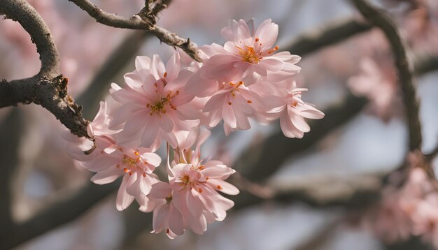 un árbol con flores rosas que dicen primavera
