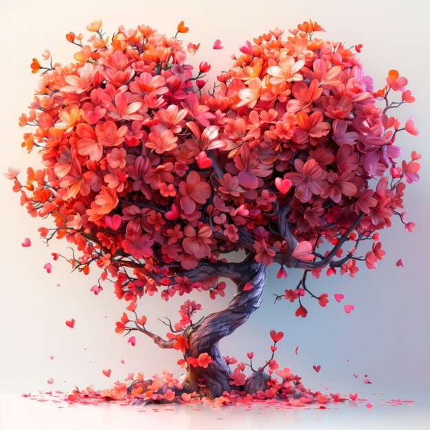 Foto Árbol en forma de corazón con abundantes hojas