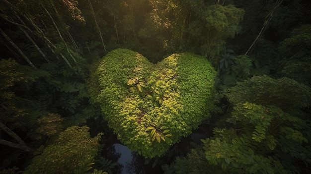 Un árbol en forma de corazón en el bosque