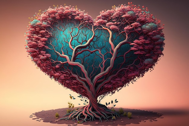 Un árbol en forma de corazón.