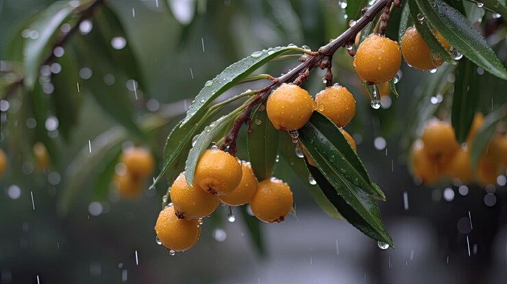 Un árbol con fruta naranja en él.