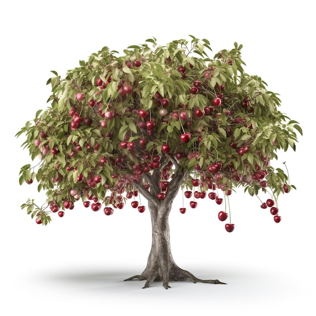 Un árbol con frutos rojos y la palabra "manzana" en la parte inferior.