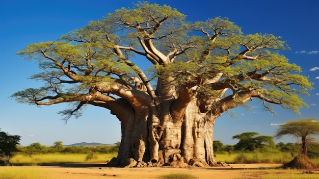 Un árbol grande en un campo.