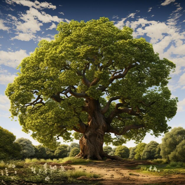 Foto un árbol grande con un tronco grande y un tronco gran.