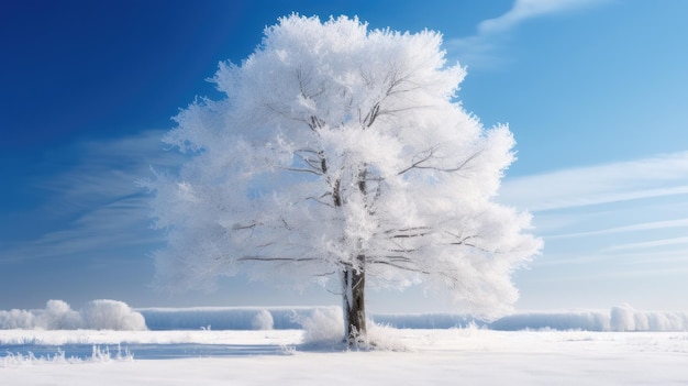 Foto Árbol helado en un día de invierno nevado