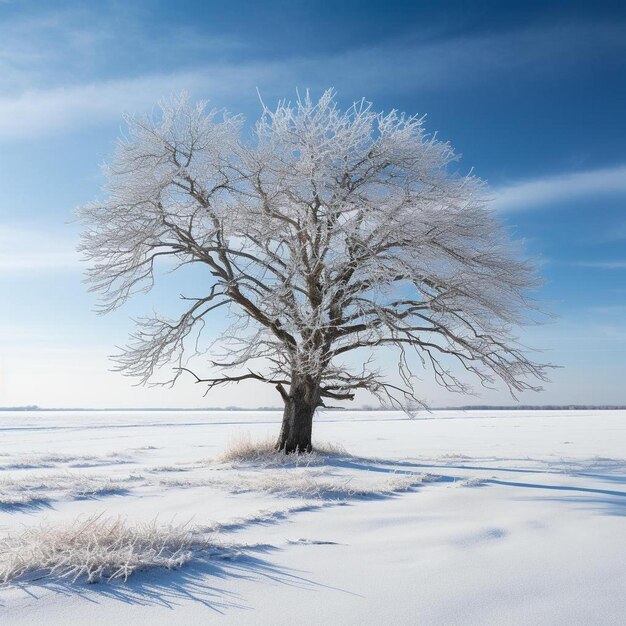 Foto un árbol con hielo en él y el cielo es azul