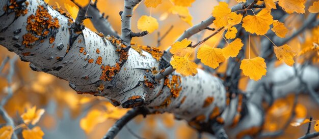 Foto un árbol de hojas amarillas de cerca