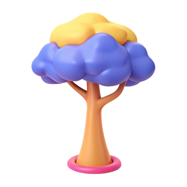 un árbol con hojas azules y amarillas en él