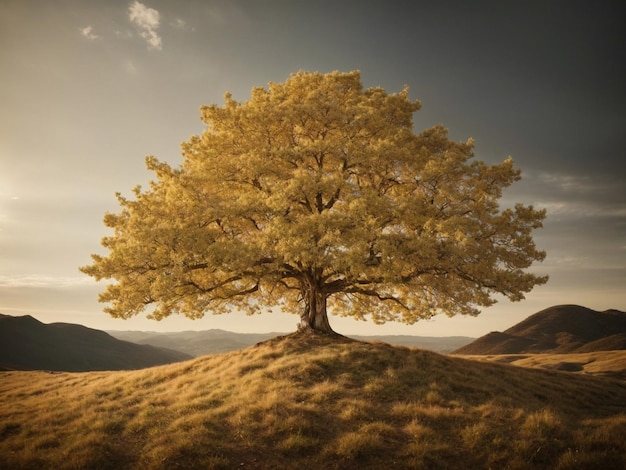 Un árbol con hojas doradas