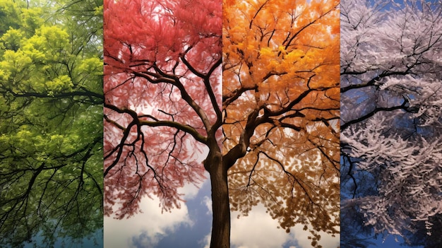 Foto un árbol con hojas de naranja