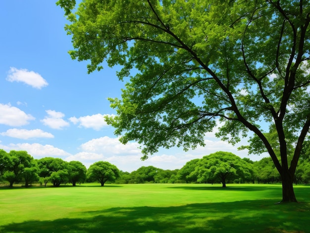 Un árbol con hojas verdes Paisaje