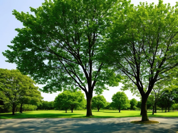 Un árbol con hojas verdes Paisaje