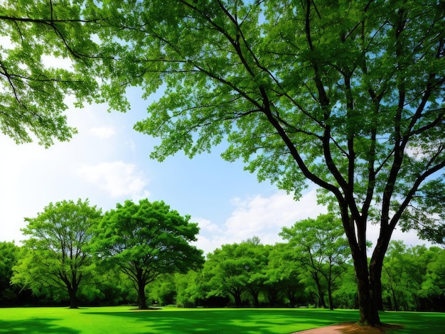 Un árbol con hojas verdes Paisaje