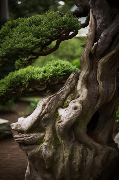 un árbol con un letrero que dice bonsai en él