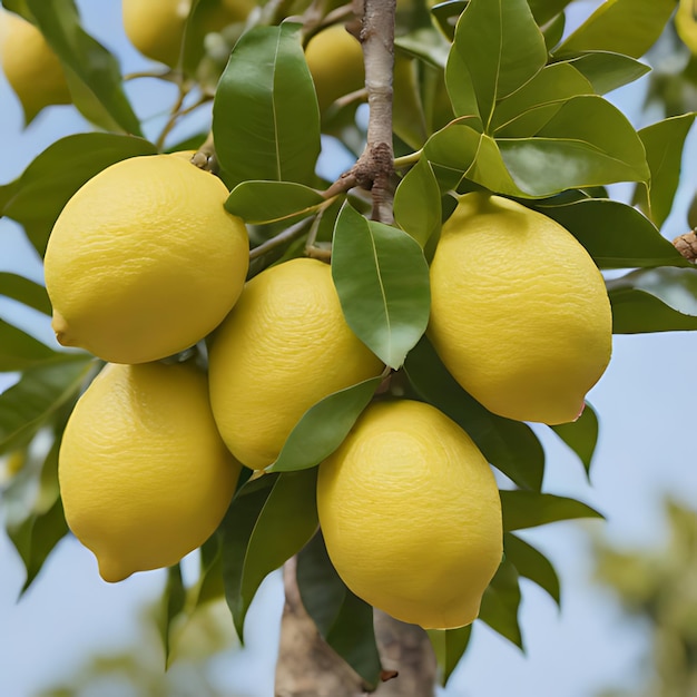 un árbol de limón con un montón de limones colgando de él