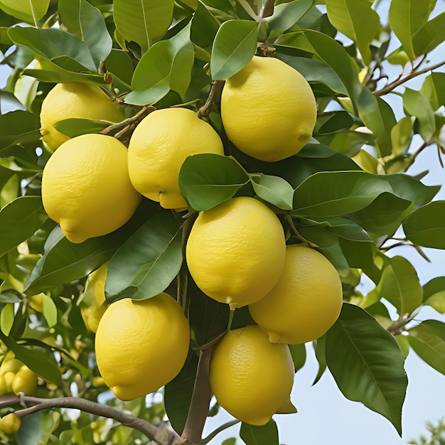 Foto un árbol de limón con un montón de limones colgando de él