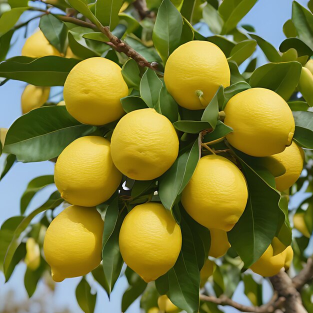 Foto un árbol de limón con un montón de limones en él