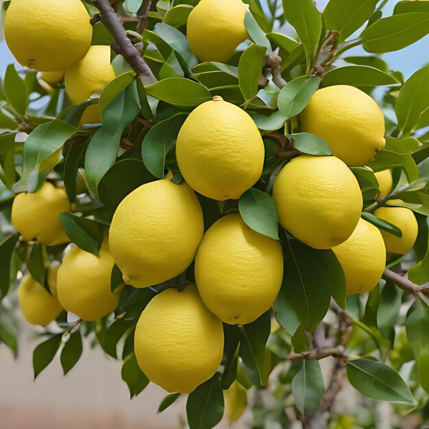 Foto un árbol de limón con un montón de limones en él