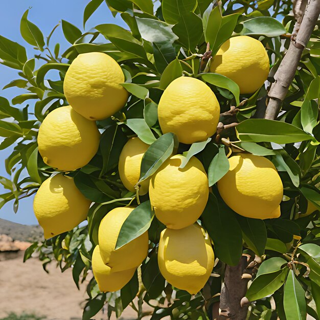 Foto un árbol de limón con un montón de limones en él