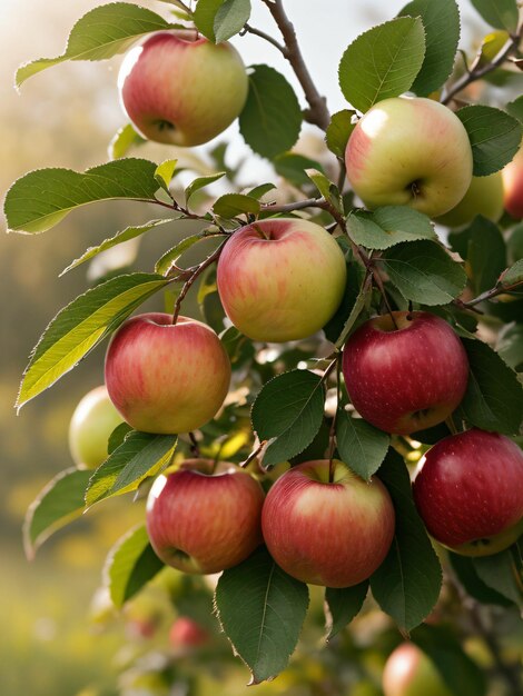 Un árbol lleno de manzanas