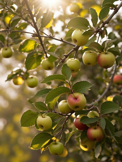 Foto un árbol lleno de manzanas