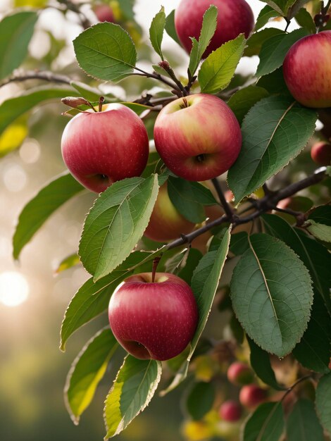 Un árbol lleno de manzanas