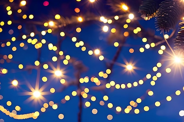 Foto un árbol con luces amarillas y un árbol con las palabras 