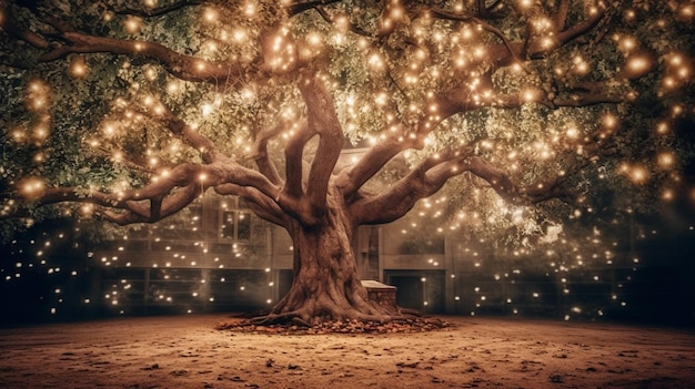 Un árbol con luces en él