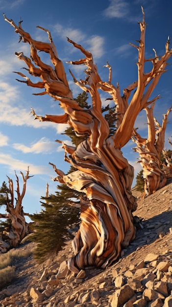 Foto un árbol majestuoso que crece desde la tierra alcanzando el cielo