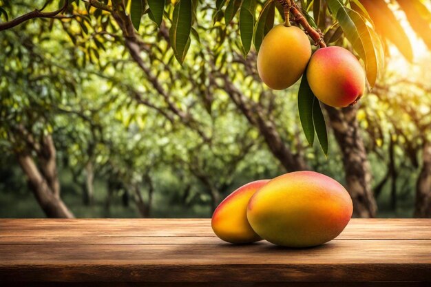 Foto un árbol de mango con un ramo de mangos en la rama