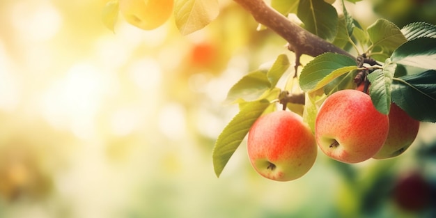 Un árbol con manzanas en él.