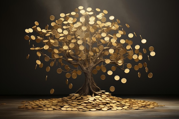 Foto el árbol de monedas financieras de bitcoin