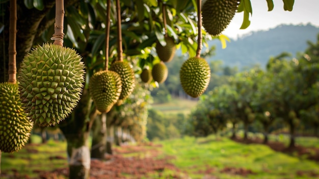 un árbol con un montón de frutas verdes colgando de él