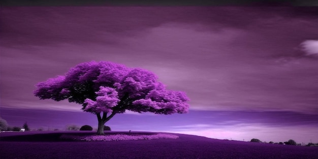 Foto Árbol morado sobre un fondo morado