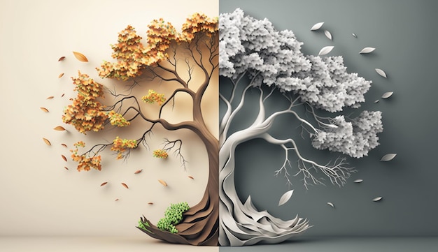 Un árbol se muestra en una ilustración 3d.